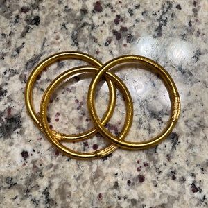 24K Thai Temple Bracelets/bangles Set Of 3 Small Mantra Style Closure